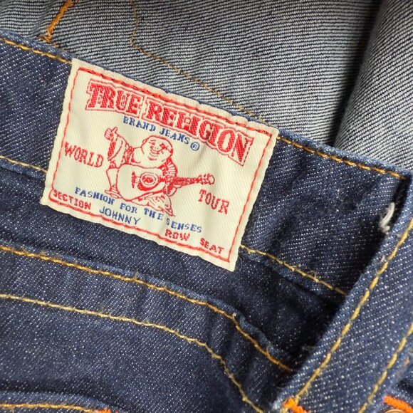 TRUE RELIGION Johnny Bootcut Straight Leg Low Rise Dark Wash Blue Jeans Size 30 - Picture 4 of 7